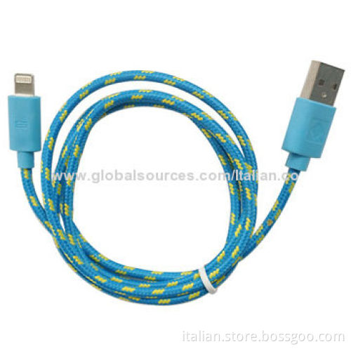 Fabric Braided USB Charging and Sync Cables for iPhone 5, Work with iOS 8.0New
